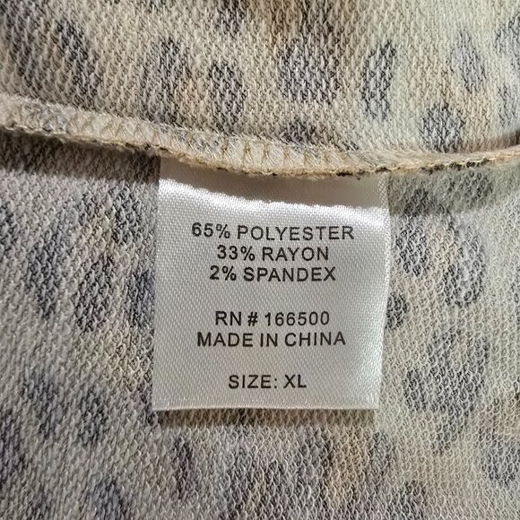 Emily Daniels Animal Leopard Print Pullover Hoodie Lightweight Tan Size XL - Picture 6 of 6